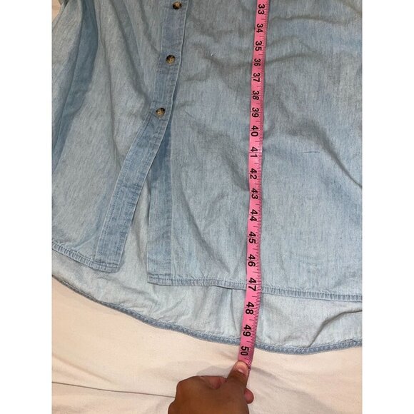 Equipment Femme Blue Delaney Chambray Button-Down Shirt Dress Women's Size L - Picture 6 of 9